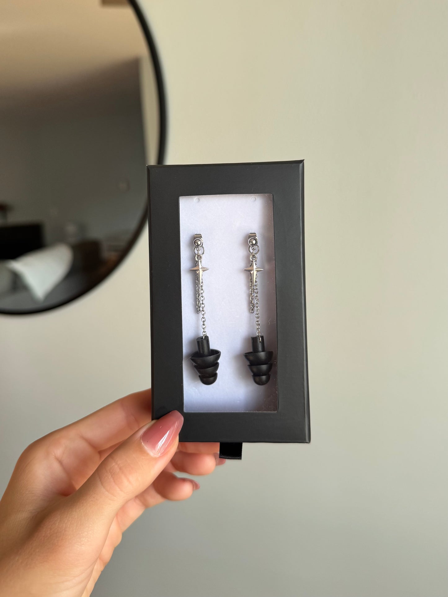 Earplug Earrings – Silver Chain & Star