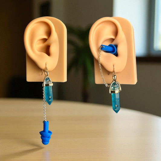 Earplug Earrings - Deep Blue Crystals