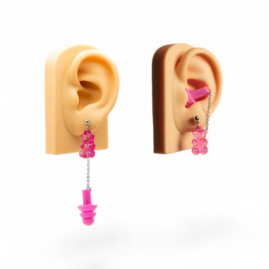 Ear plug Earrings - Neon Pink Gummy Bears