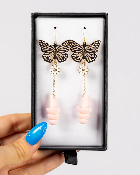Ear Plug Earrings - Pink Butterflies
