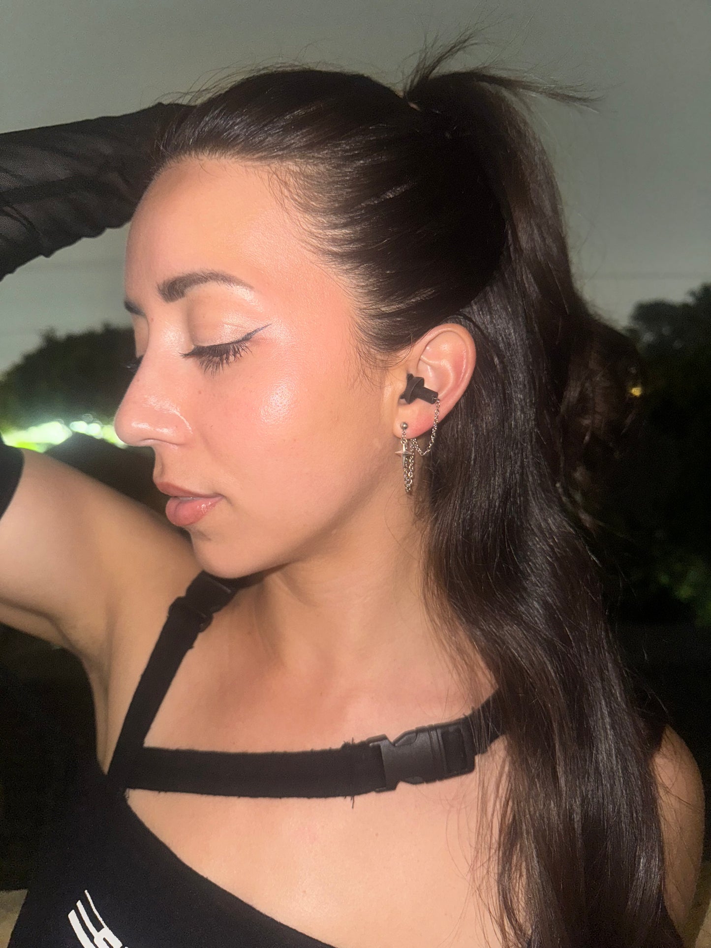 Earplug Earrings – Silver Chain & Star