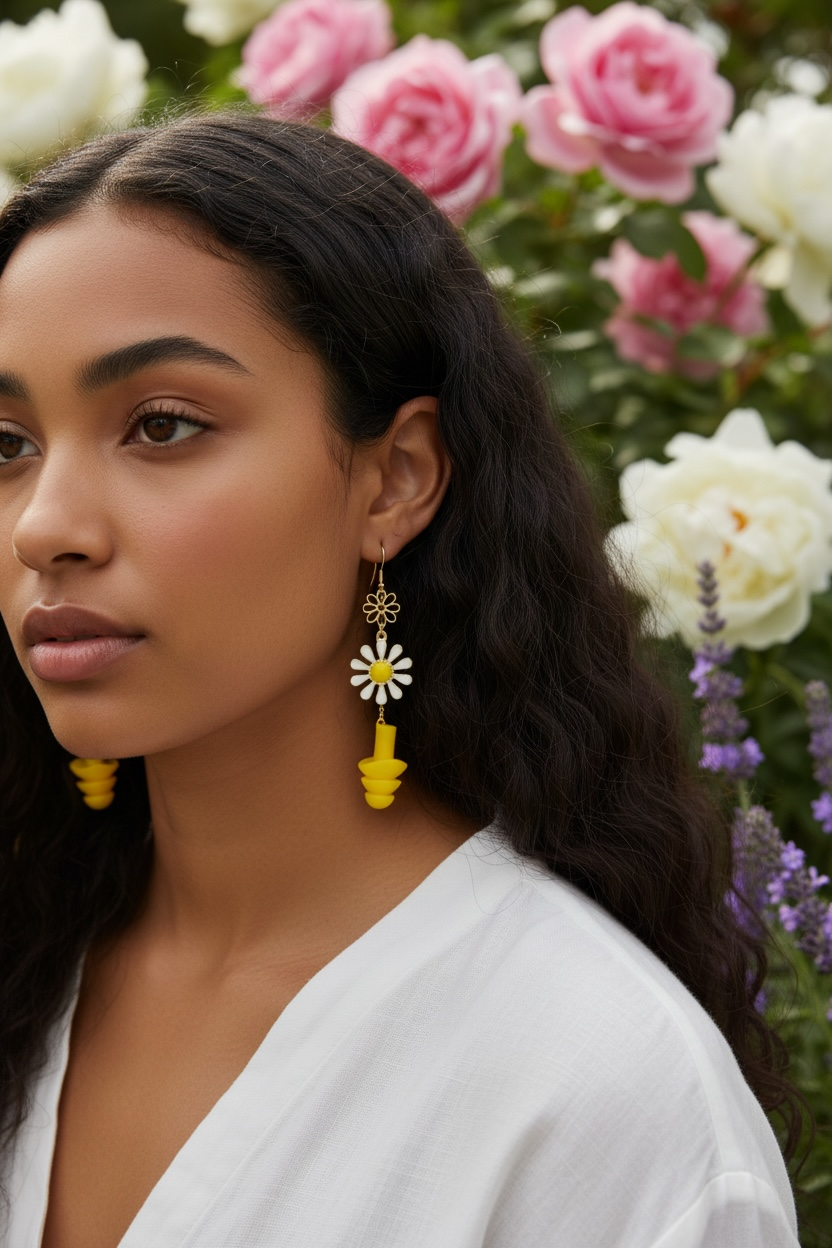 Ear Plug Earrings - Yellow Daisy