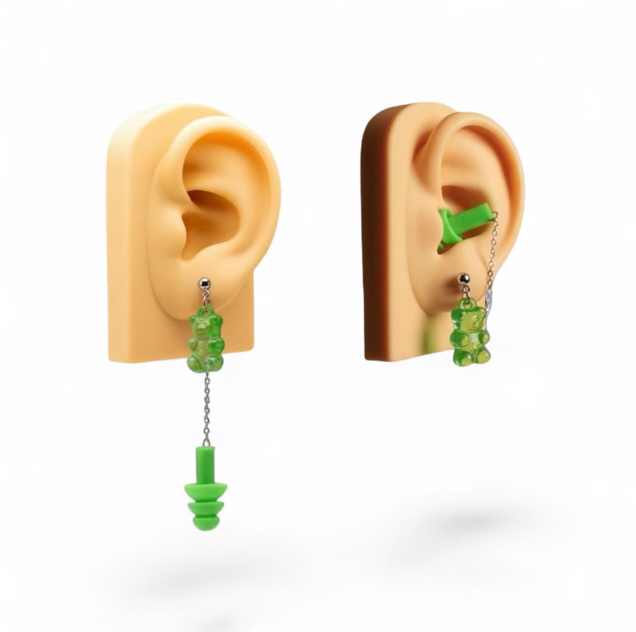 Ear Plug Earrings - Green Gummy Bears