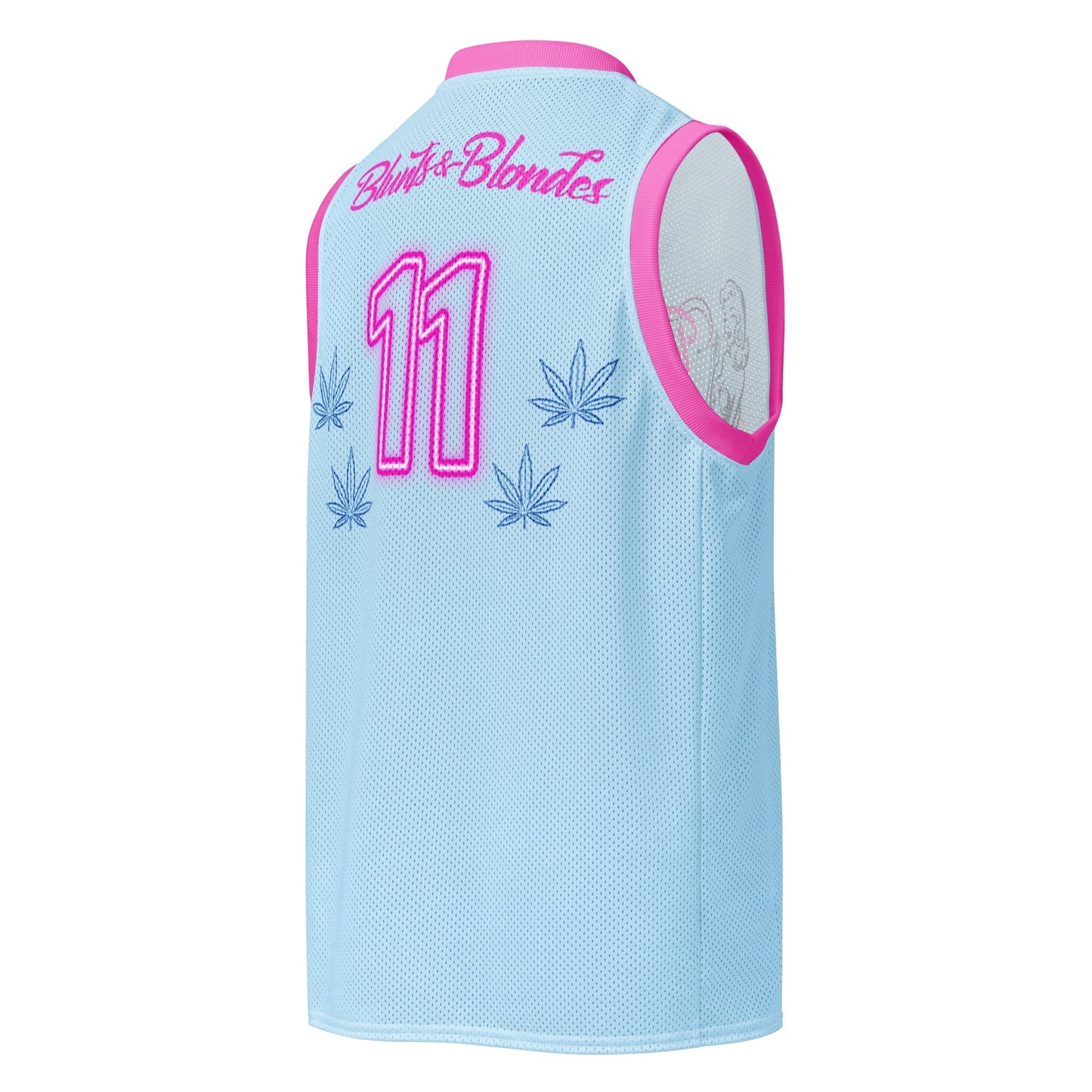 Blunts and Blondes Basketball Jersey – Baby Blue & Pink Rave Day