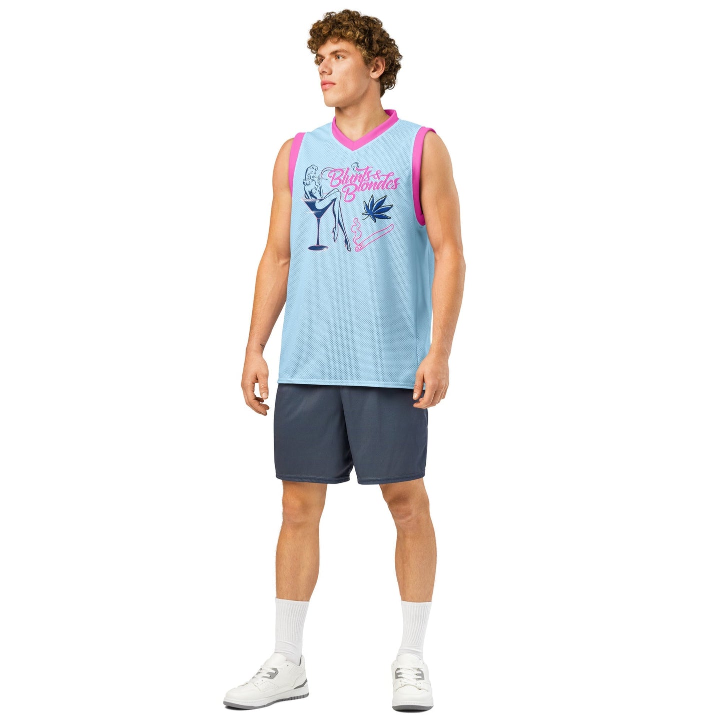 Blunts and Blondes Basketball Jersey – Baby Blue & Pink Rave Day