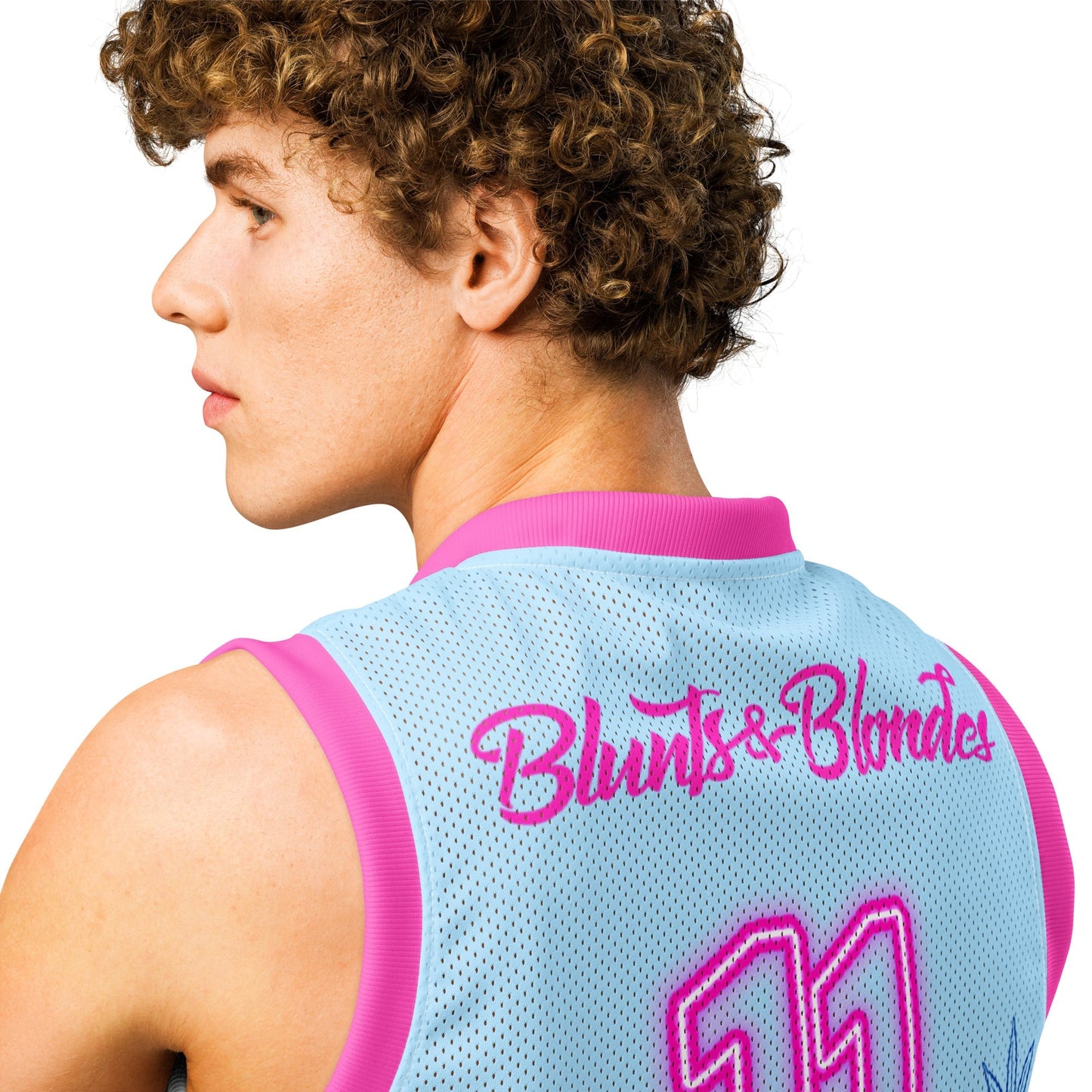 Blunts and Blondes Basketball Jersey – Baby Blue & Pink Rave Day