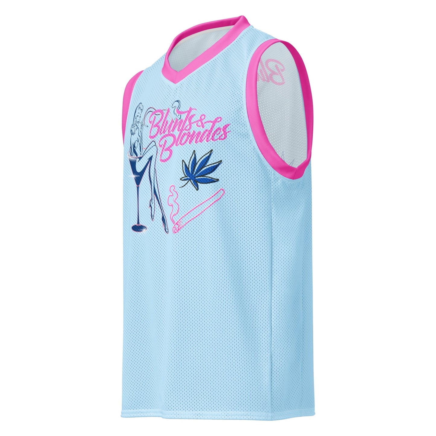 Blunts and Blondes Basketball Jersey – Baby Blue & Pink Rave Day