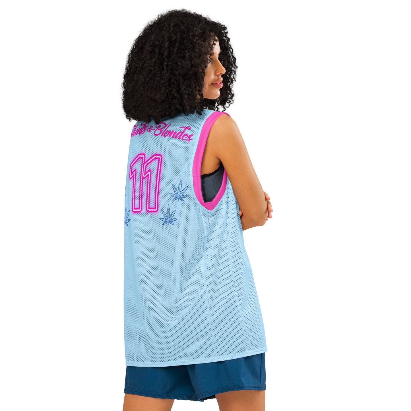 Blunts and Blondes Basketball Jersey – Baby Blue & Pink Rave Day
