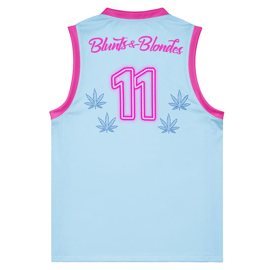 Blunts and Blondes Basketball Jersey – Baby Blue & Pink Rave Day