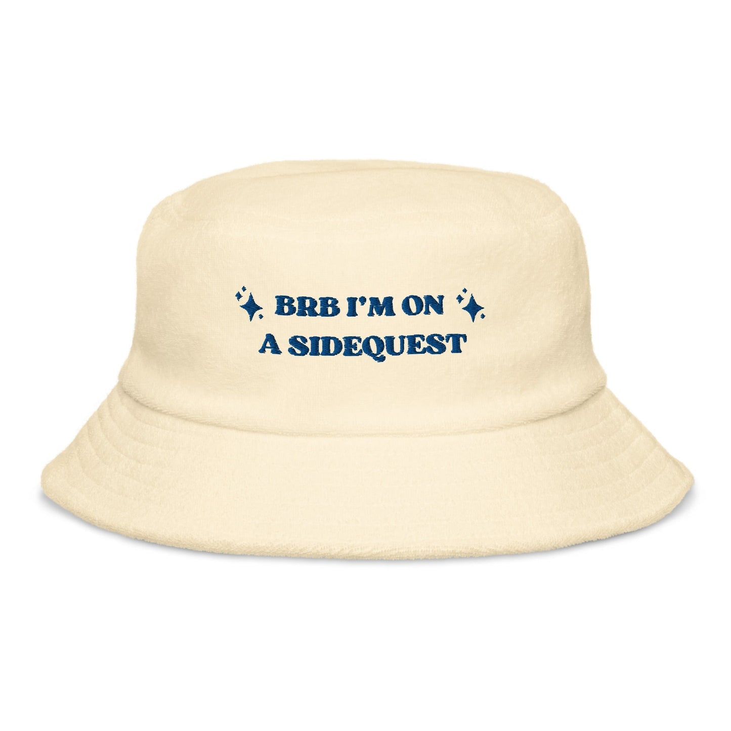 BRB I'm on a Side Quest - Terry cloth bucket hat Rave Day Light Yellow