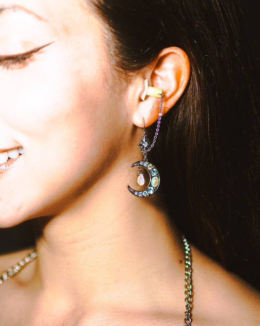Crystal Moon - Ear Plug Earrings Earrings Rave Day