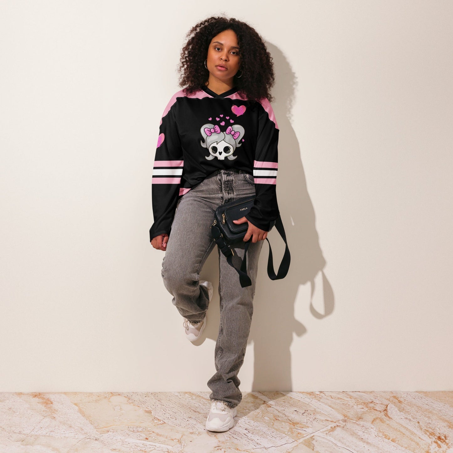 Cute Pink & Black Rave Hockey Jersey - Lil' Miss Mosh Pit Rave Day