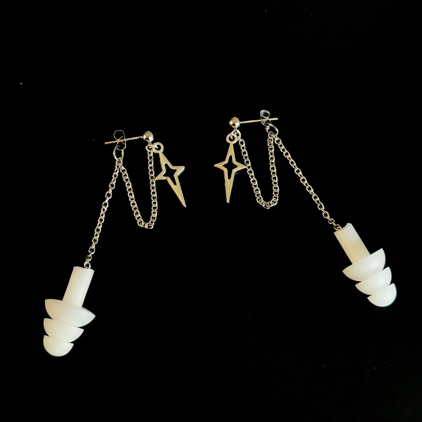 Earplug Earrings - Chrome Stars Earrings Rave Day