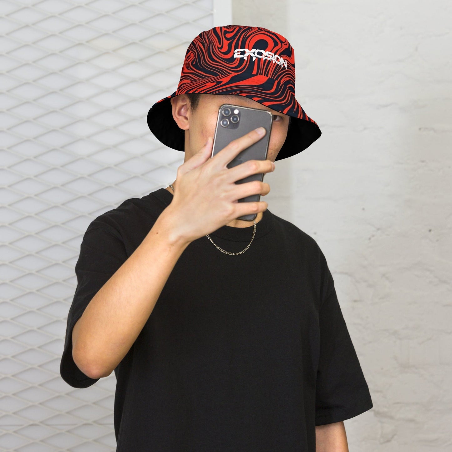 Excision - Black/Red Reversible bucket hat Rave Day