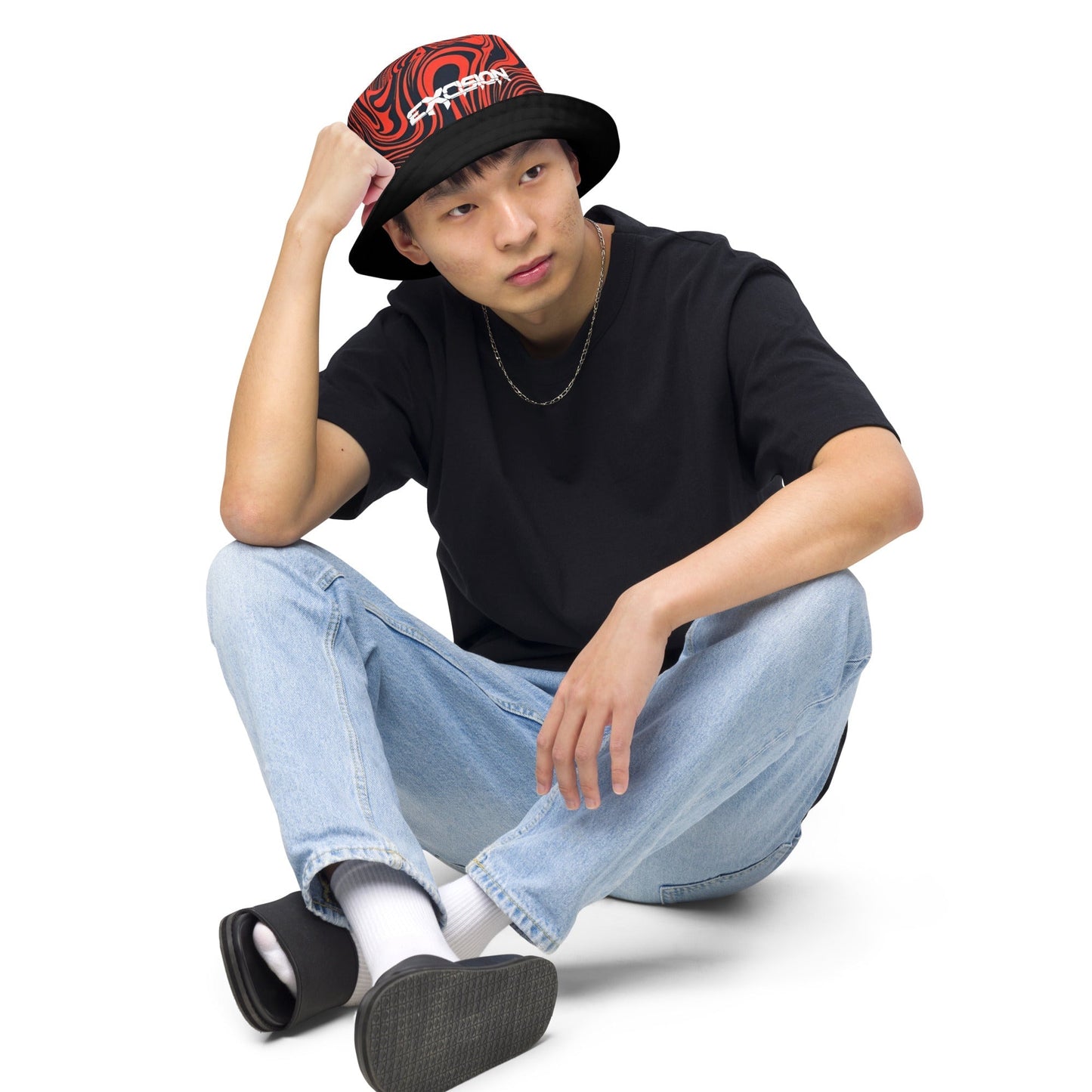 Excision - Black/Red Reversible bucket hat Rave Day