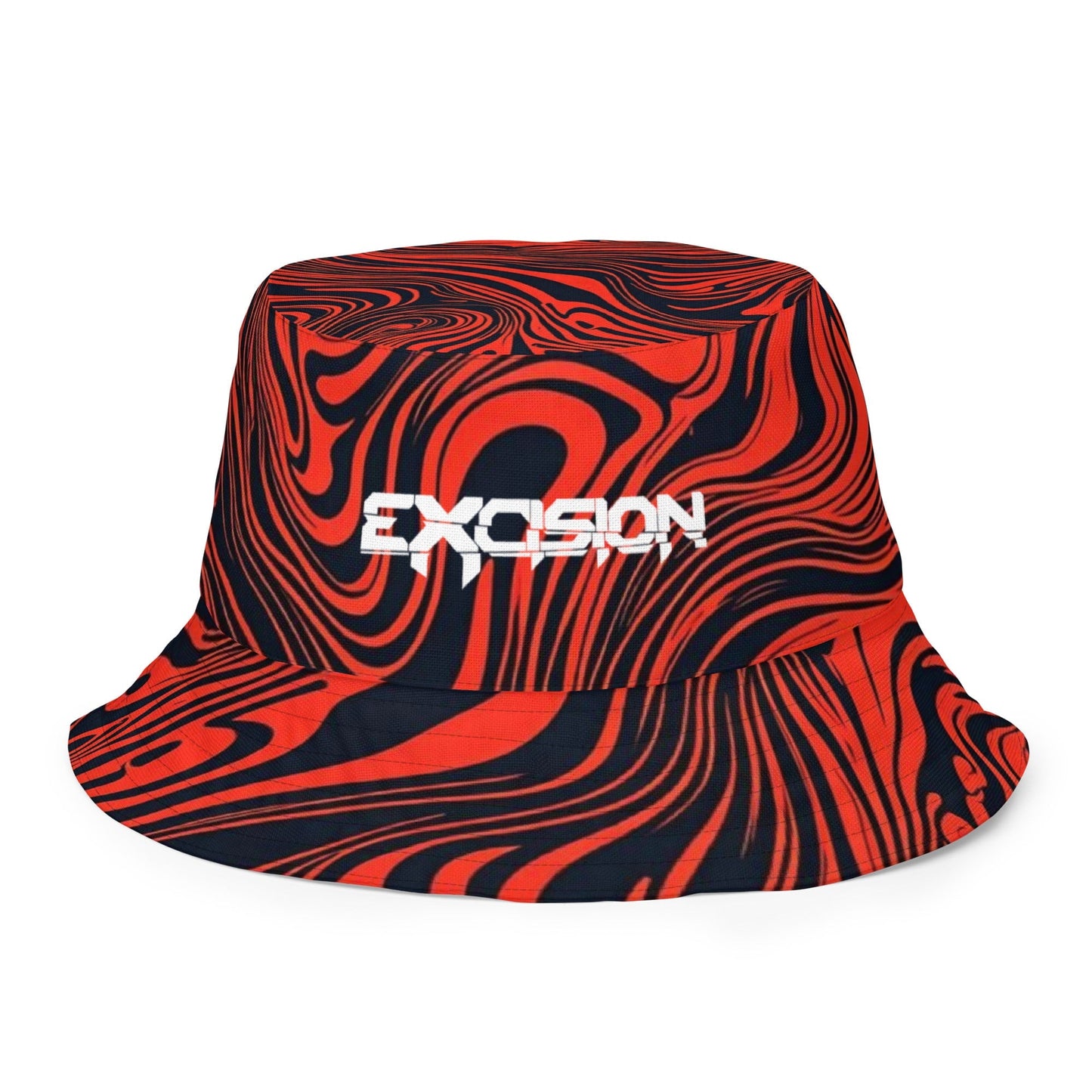 Excision - Black/Red Reversible bucket hat Rave Day XS