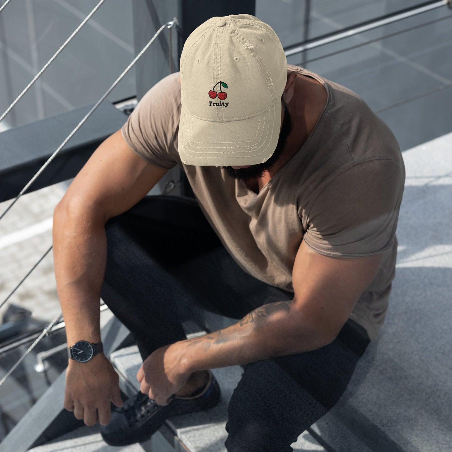 Fruity - Distressed Dad Hat (Khaki) Rave Day