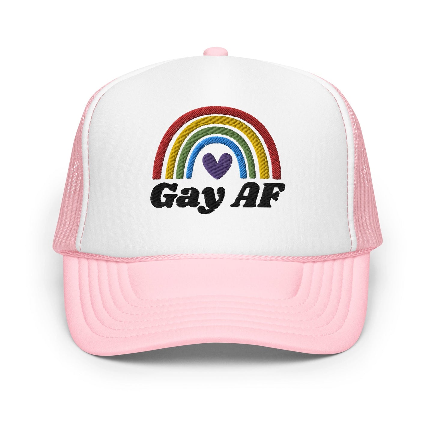 Gay AF - Foam trucker hat Rave Day Light Pink / White / Light Pink