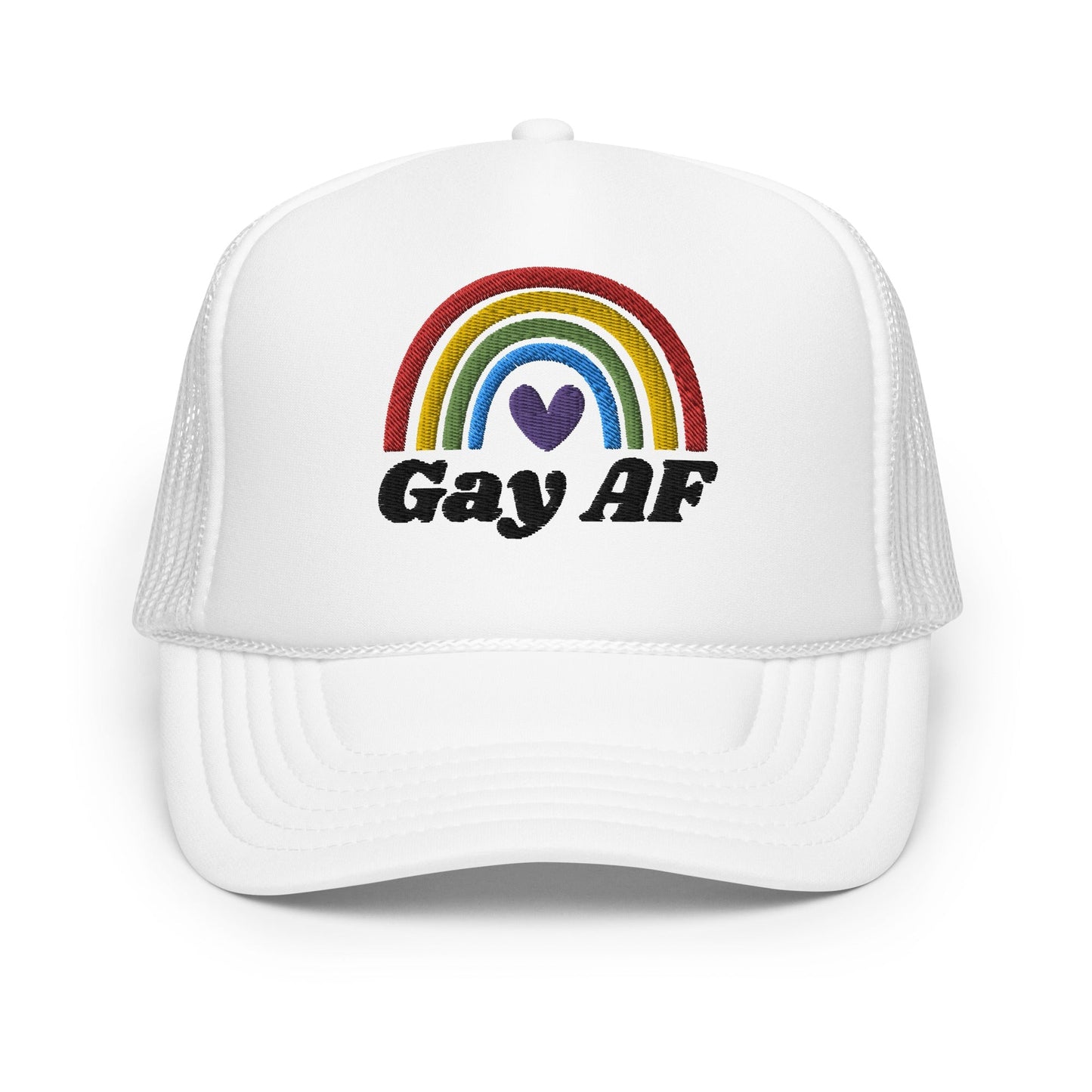 Gay AF - Foam trucker hat Rave Day White