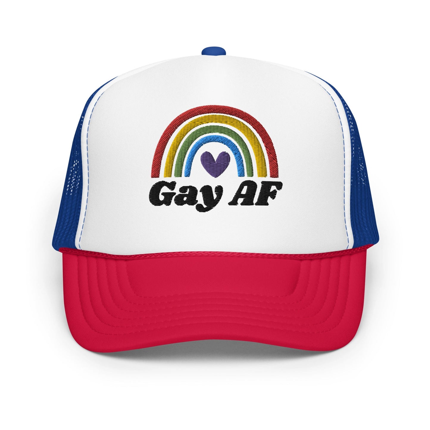 Gay AF - Foam trucker hat Rave Day White / Royal / Red