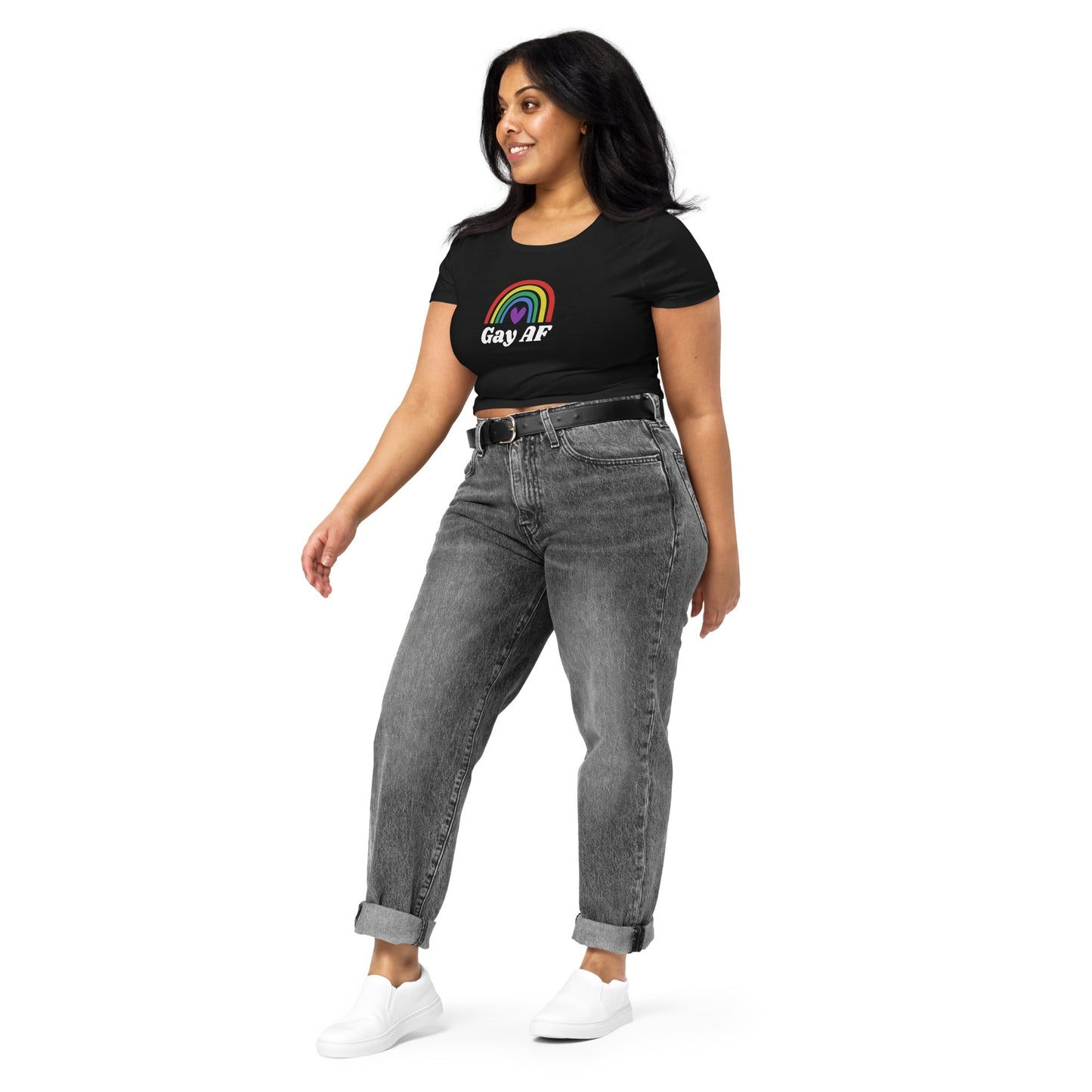 Gay AF Rainbow Love LGBTQ - Women’s Crop Tee Rave Day