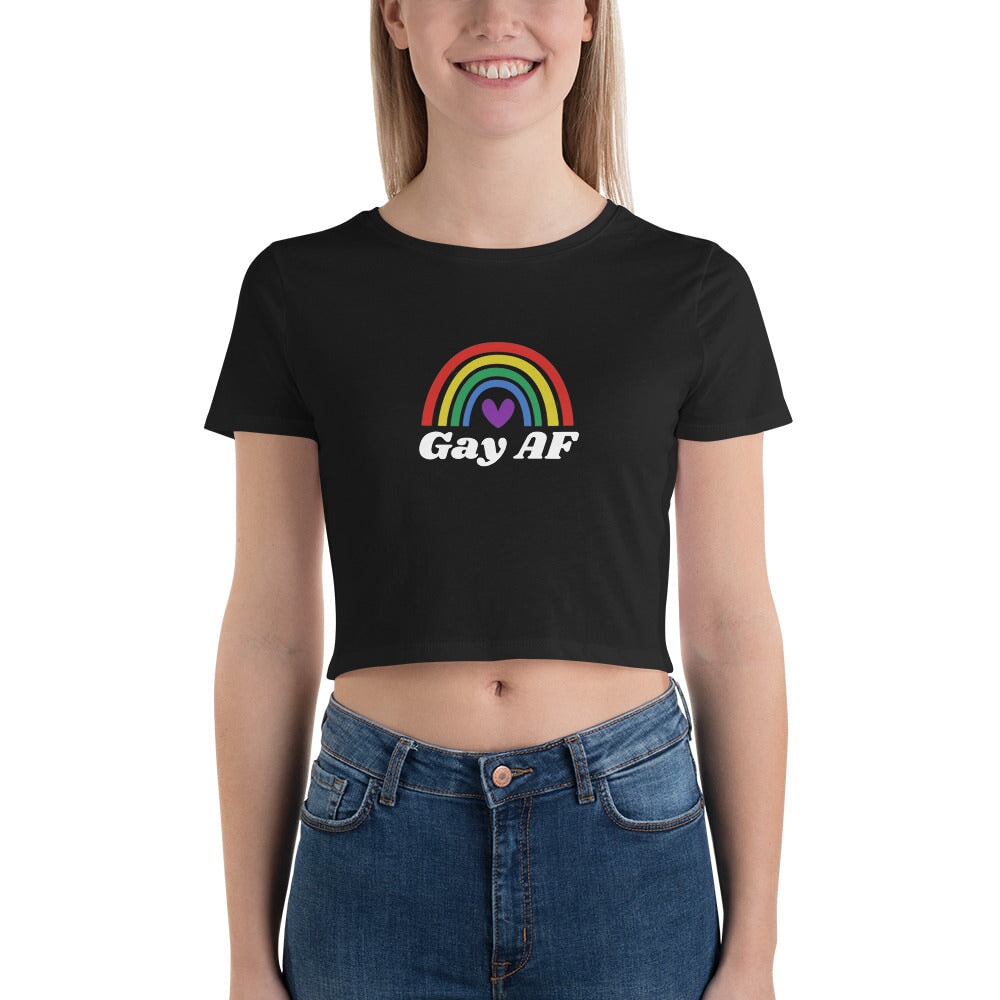Gay AF Rainbow Love LGBTQ - Women’s Crop Tee Rave Day