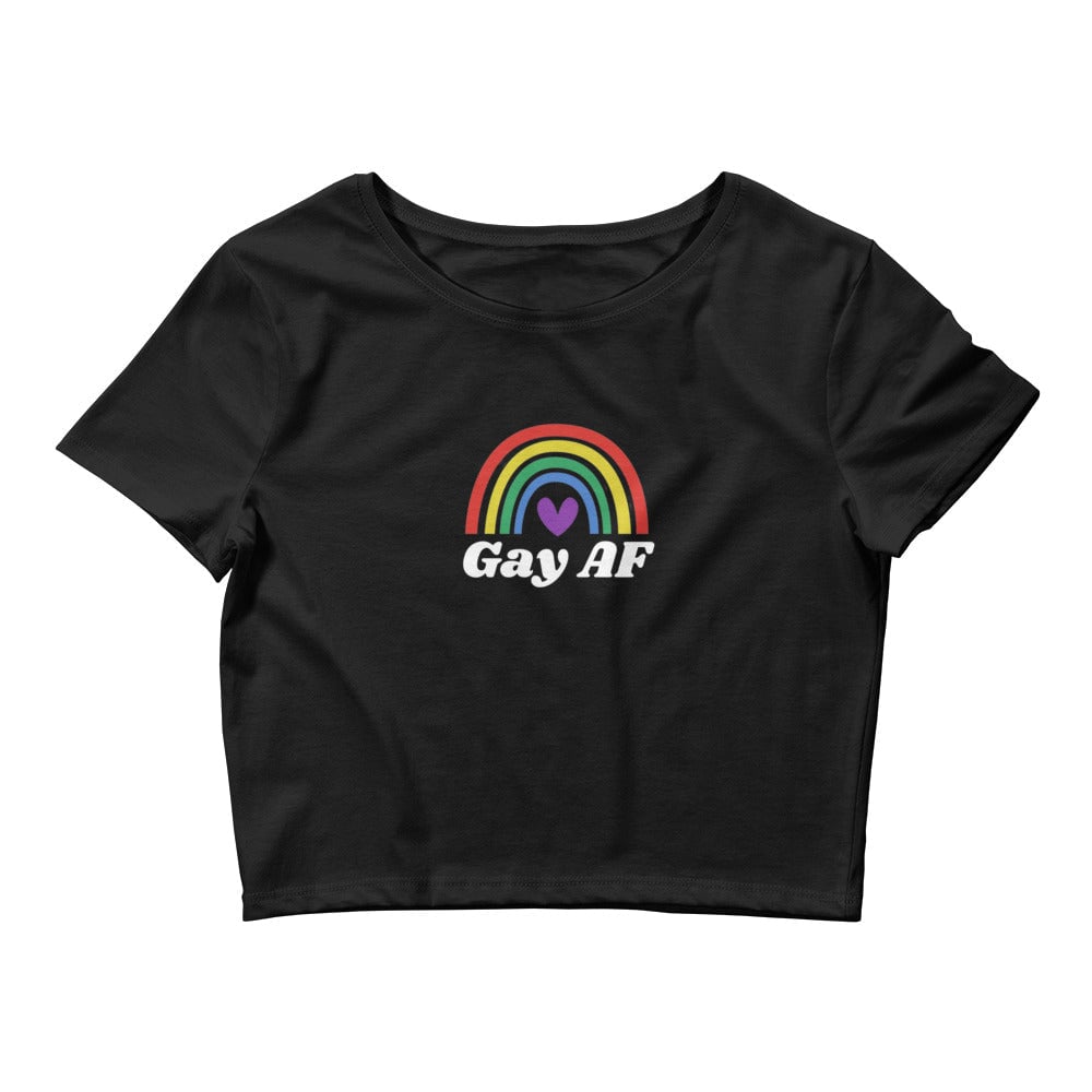 Gay AF Rainbow Love LGBTQ - Women’s Crop Tee Rave Day XS/SM