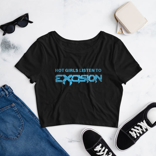 Hot Girls Listen to Excision - Black/Blue Crop Tee Rave Day
