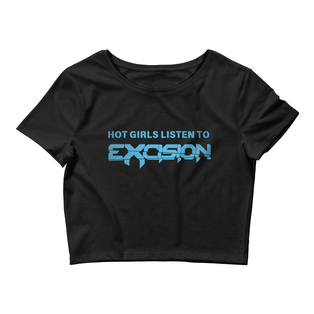 Hot Girls Listen to Excision - Black/Blue Crop Tee Rave Day XS/SM