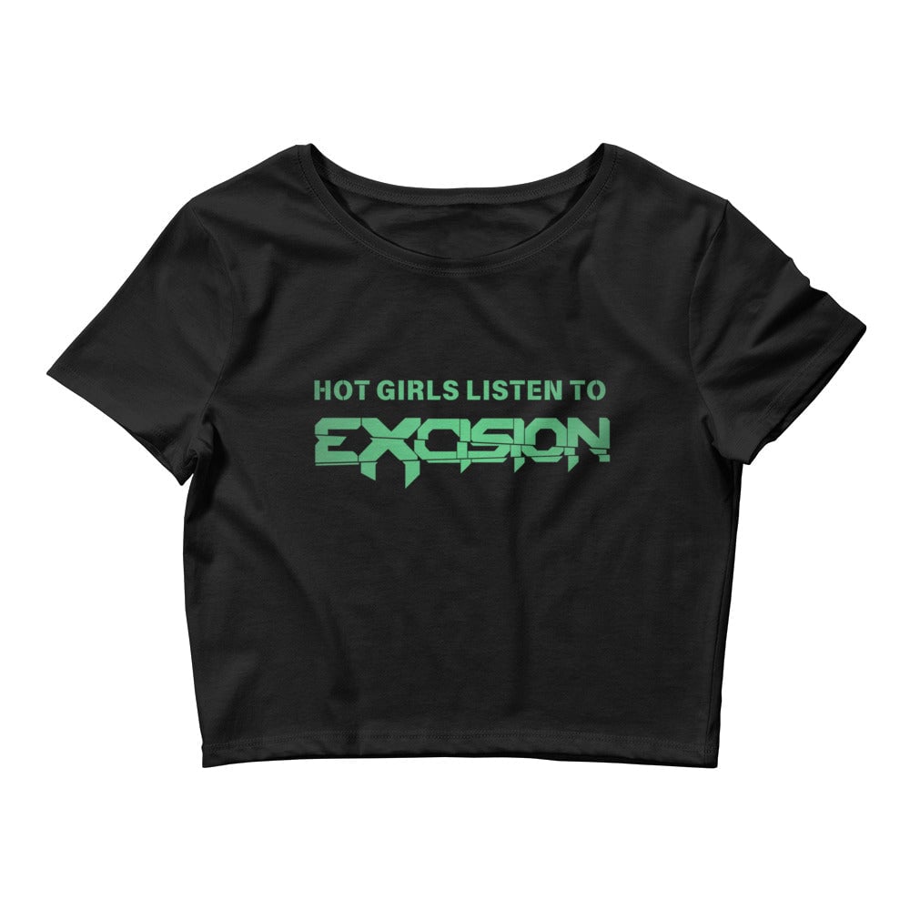 Hot Girls Listen to Excision - Black/Green Crop Tee Rave Day XS/SM