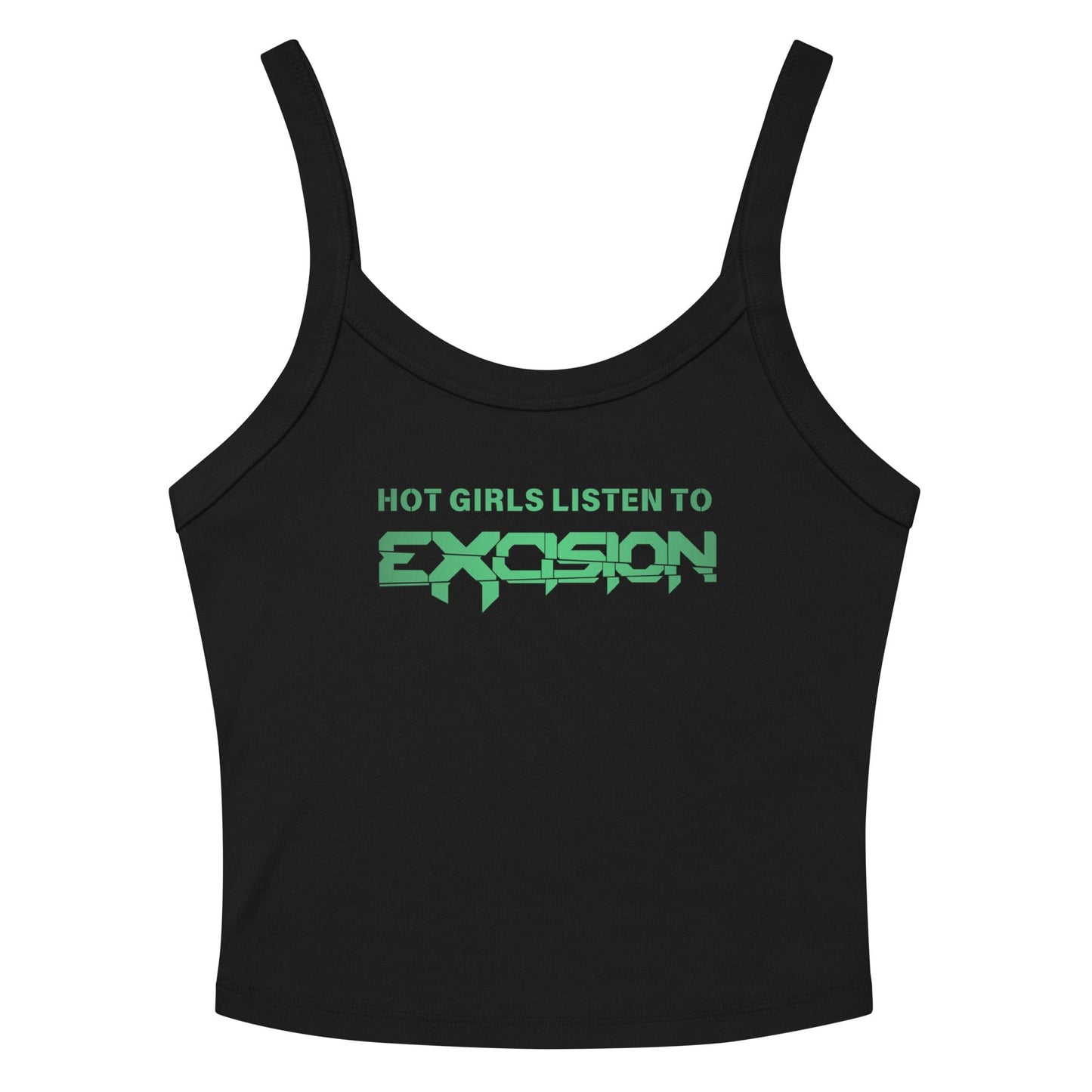 Hot Girls Listen to Excision - Black/Green micro-rib tank top Rave Day XS