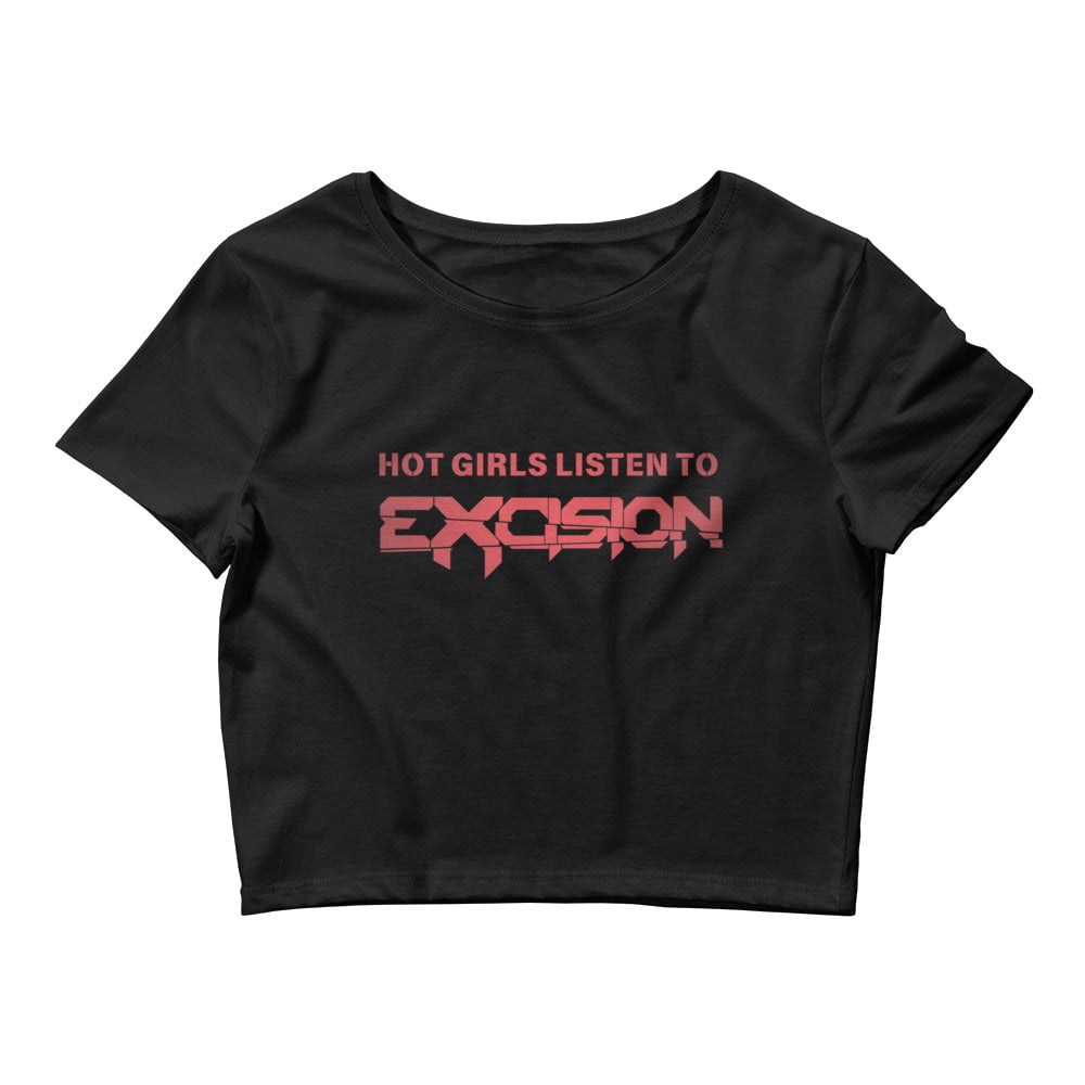 "Hot Girls Listen to Excision" - Black/Red Cropped Tee Rave Day XS/SM