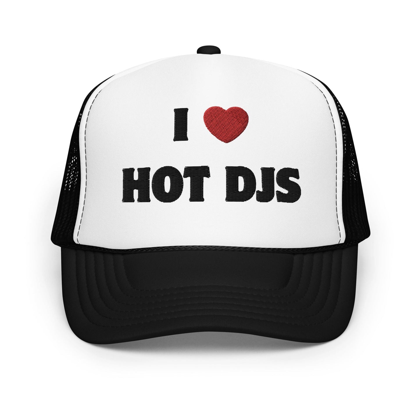 I Love Hot DJs - Foam trucker hat Rave Day Black / White / Black