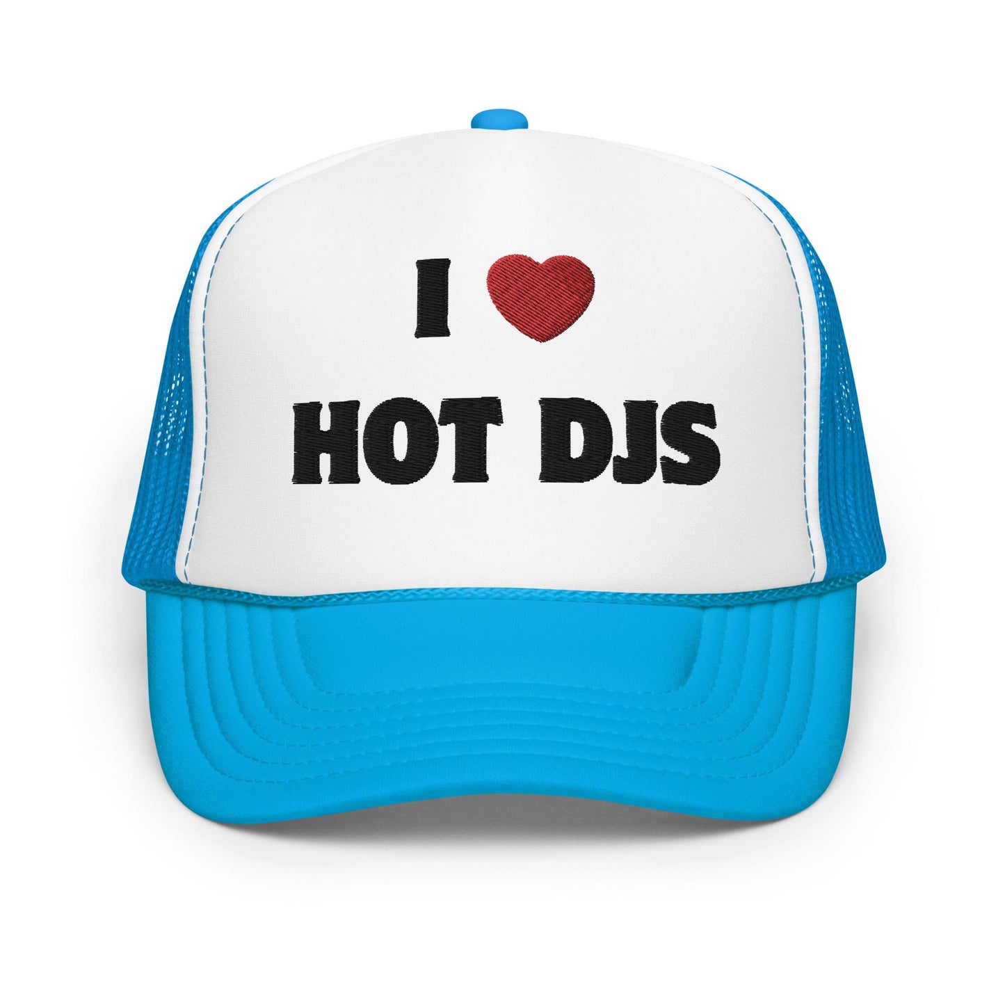 I Love Hot DJs - Foam trucker hat Rave Day Blue / White / Blue