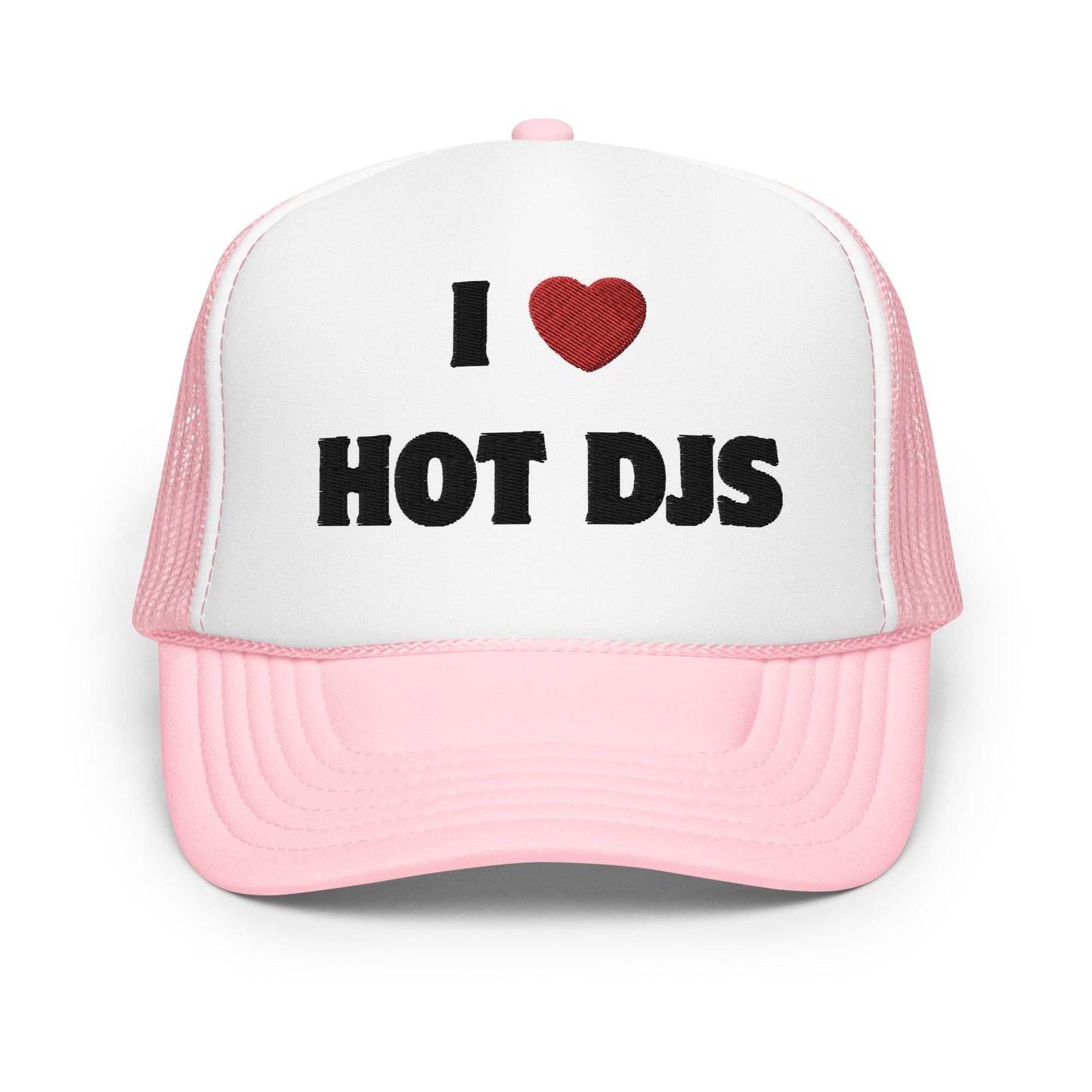 I Love Hot DJs - Foam trucker hat Rave Day Light Pink / White / Light Pink