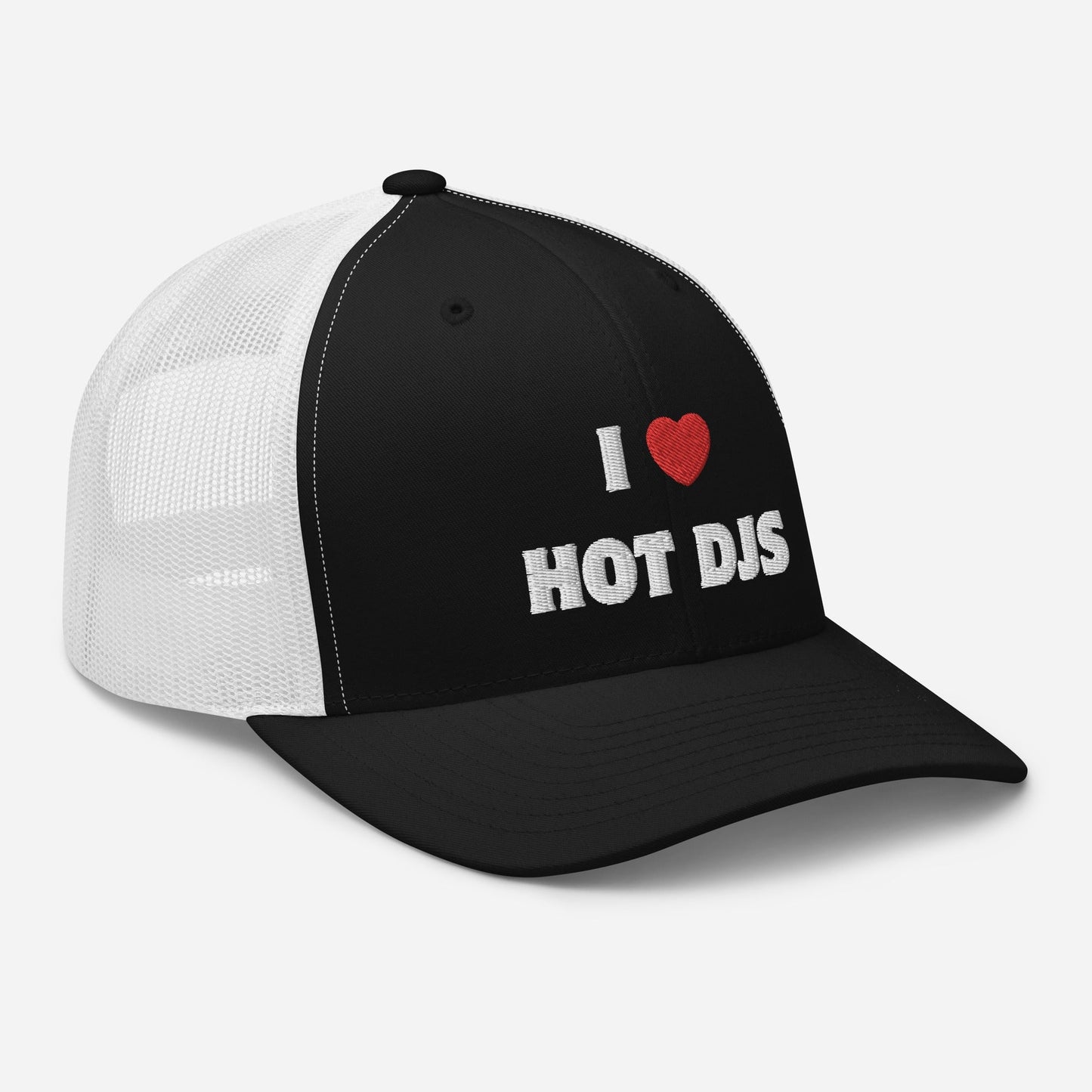 I Love Hot DJS - Trucker Cap (Non-foam) Rave Day Black/ White
