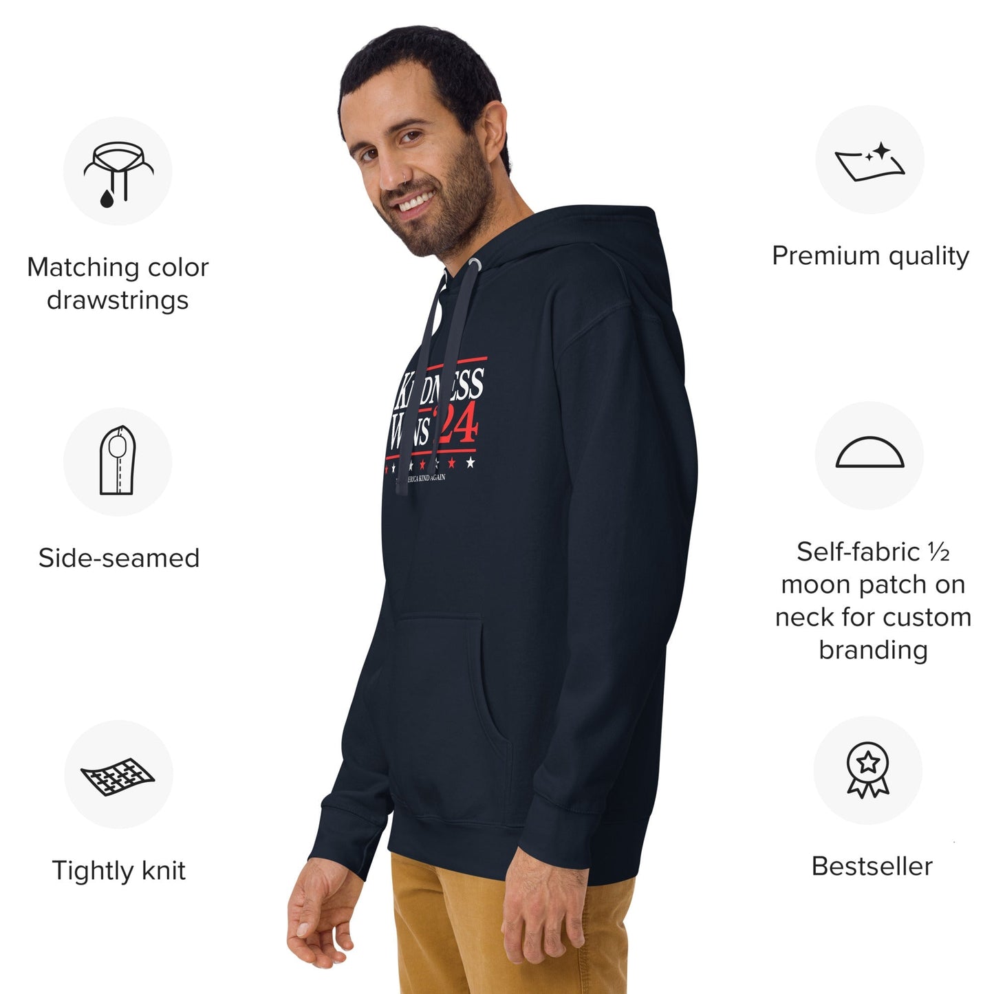 Kindness Wins - Blue/Navy Unisex Hoodie Rave Day