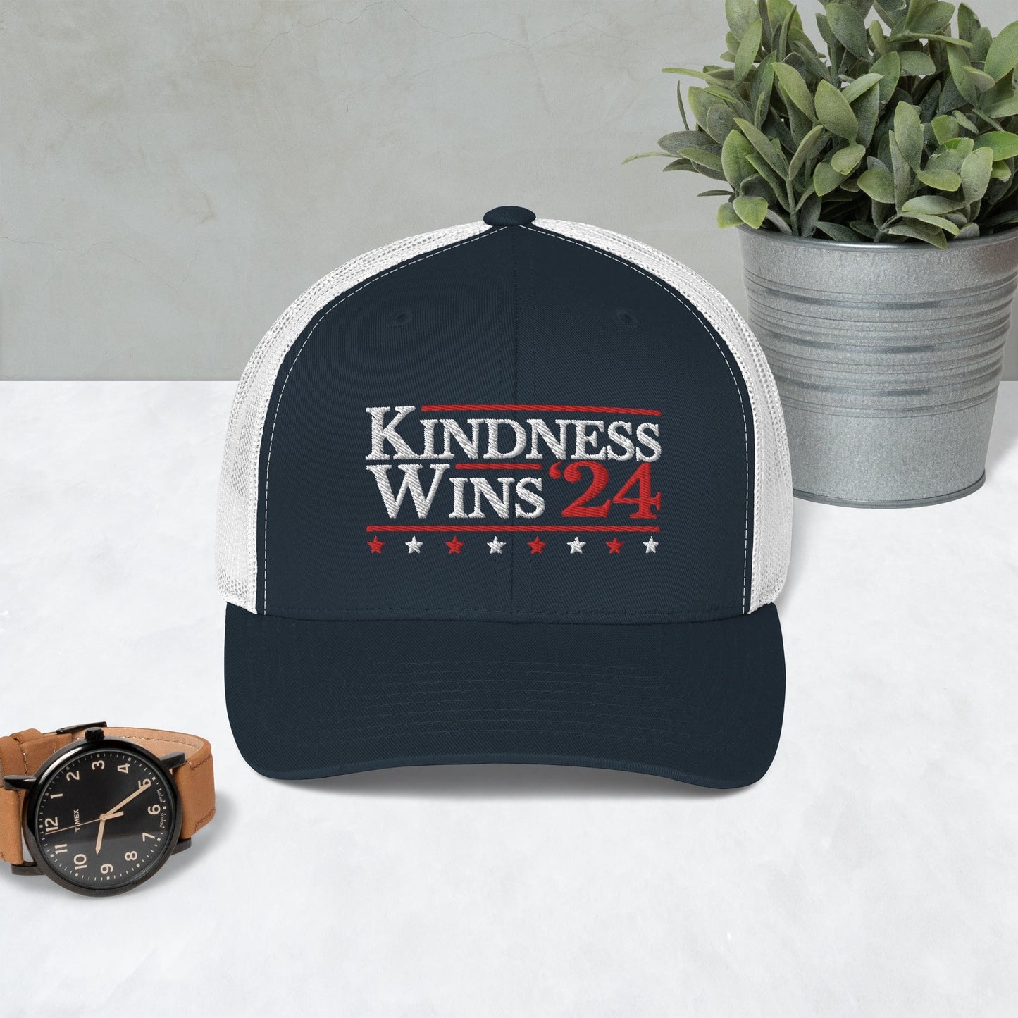 Kindness Wins - Navy Trucker Cap Rave Day