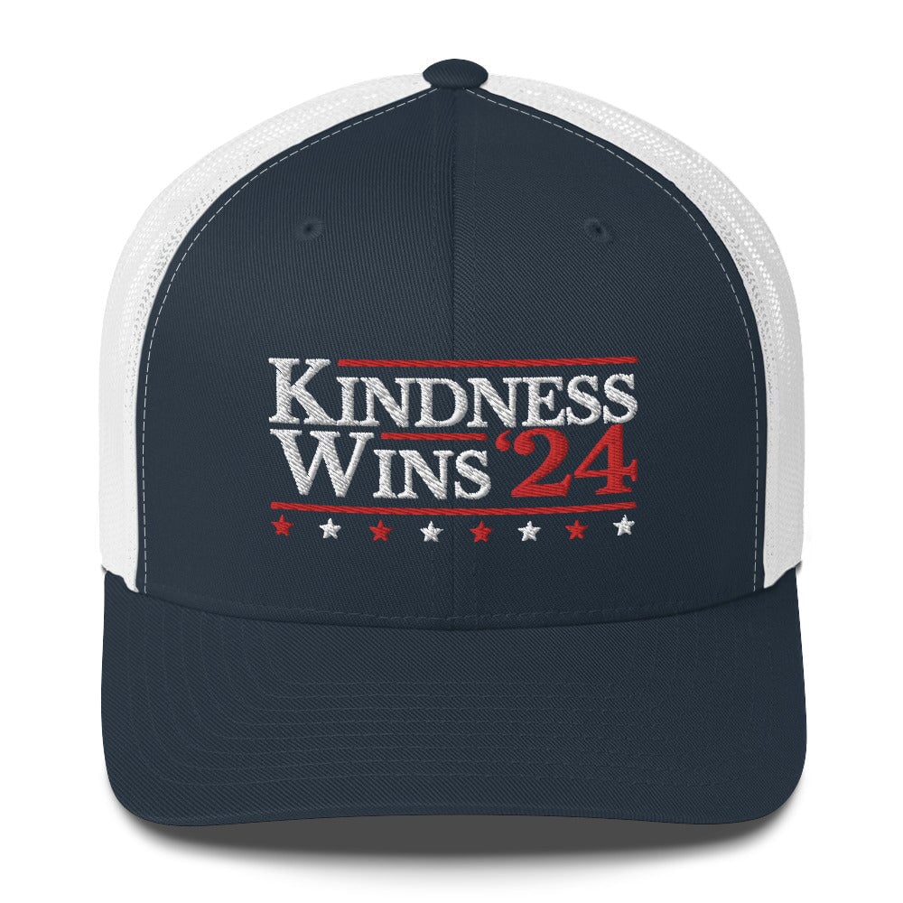 Kindness Wins - Navy Trucker Cap Rave Day Navy/ White