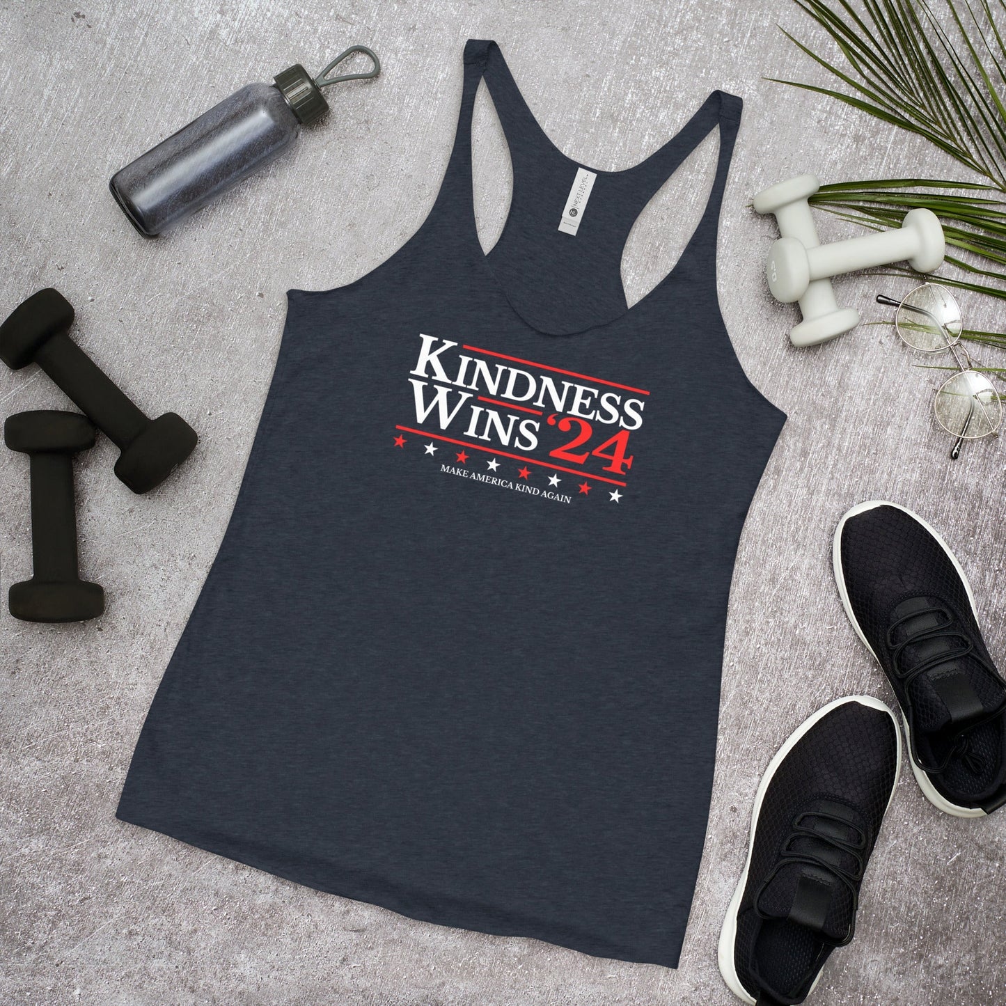 Kindness Wins - Royal/Navy Women's Racerback Tank Rave Day