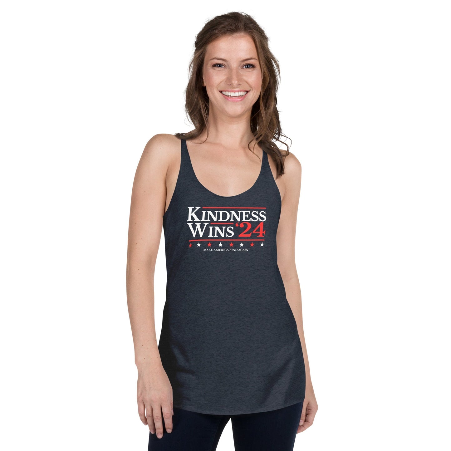 Kindness Wins - Royal/Navy Women's Racerback Tank Rave Day