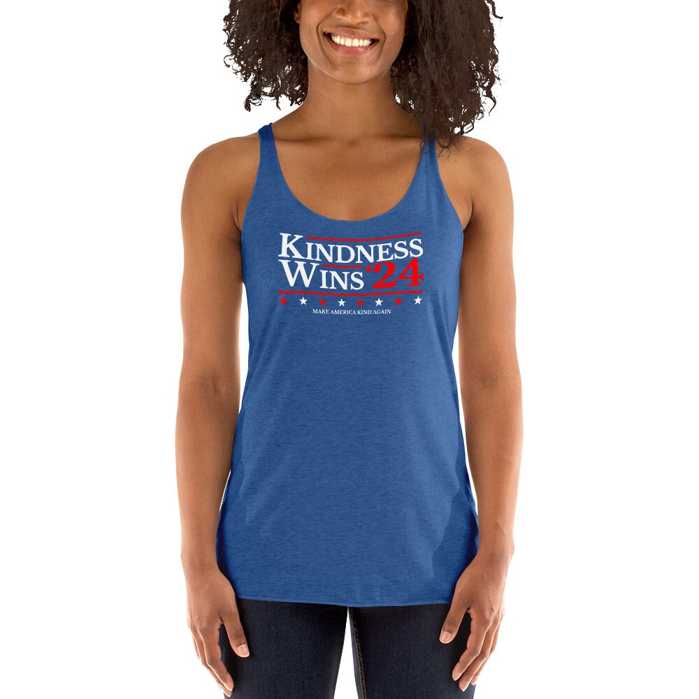 Kindness Wins - Royal/Navy Women's Racerback Tank Rave Day
