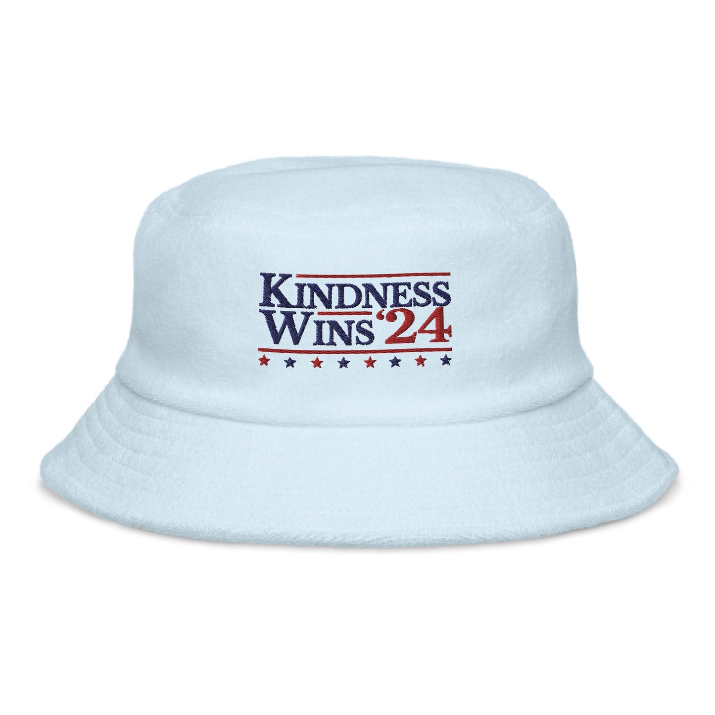 Kindness Wins - Terry cloth bucket hat Rave Day Light Blue