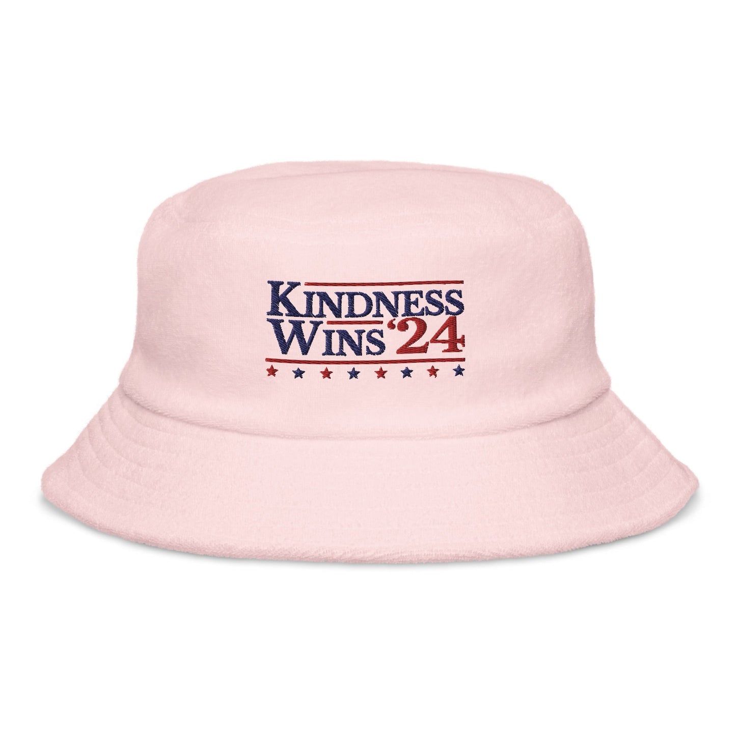 Kindness Wins - Terry cloth bucket hat Rave Day Light Pink