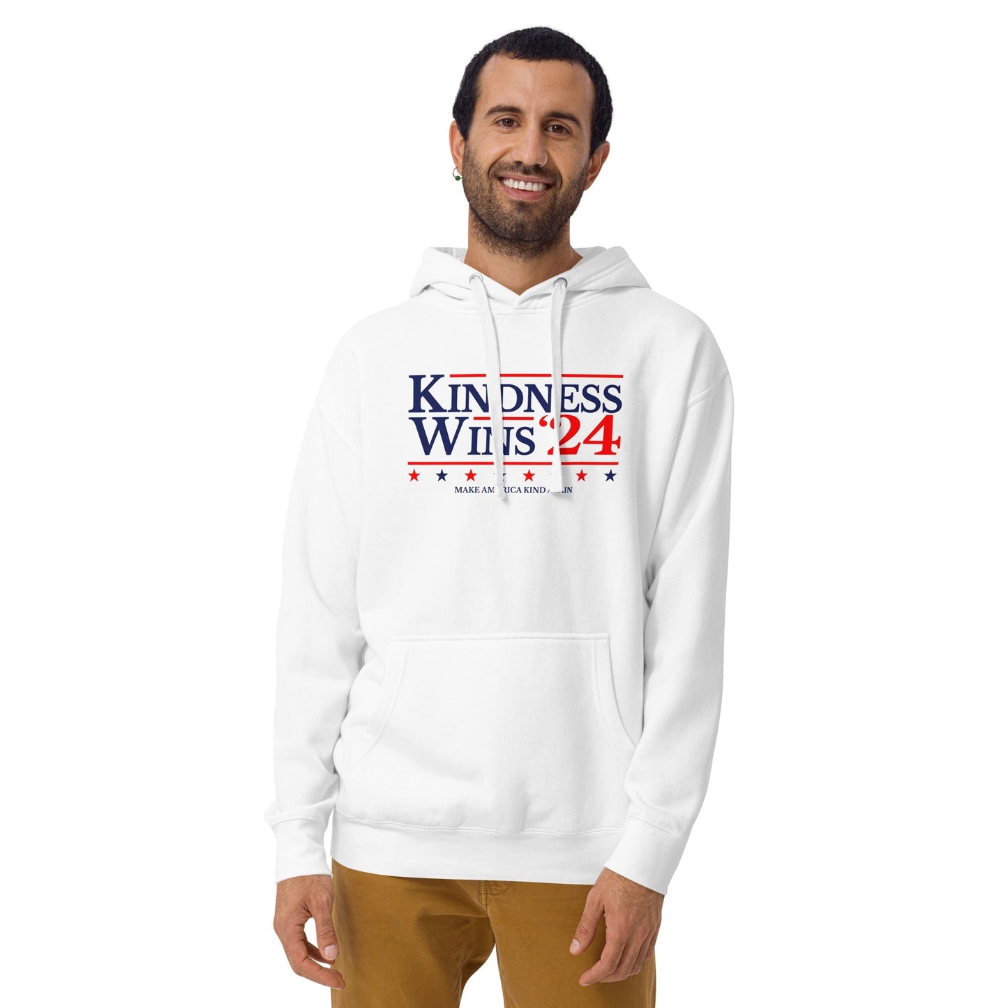 Kindness Wins - White/Baby Blue Unisex Hoodie Rave Day