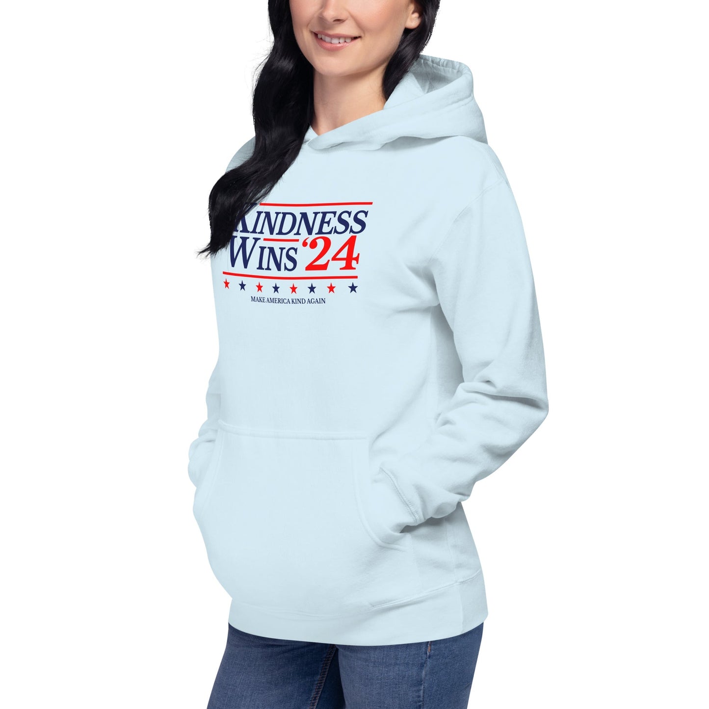 Kindness Wins - White/Baby Blue Unisex Hoodie Rave Day