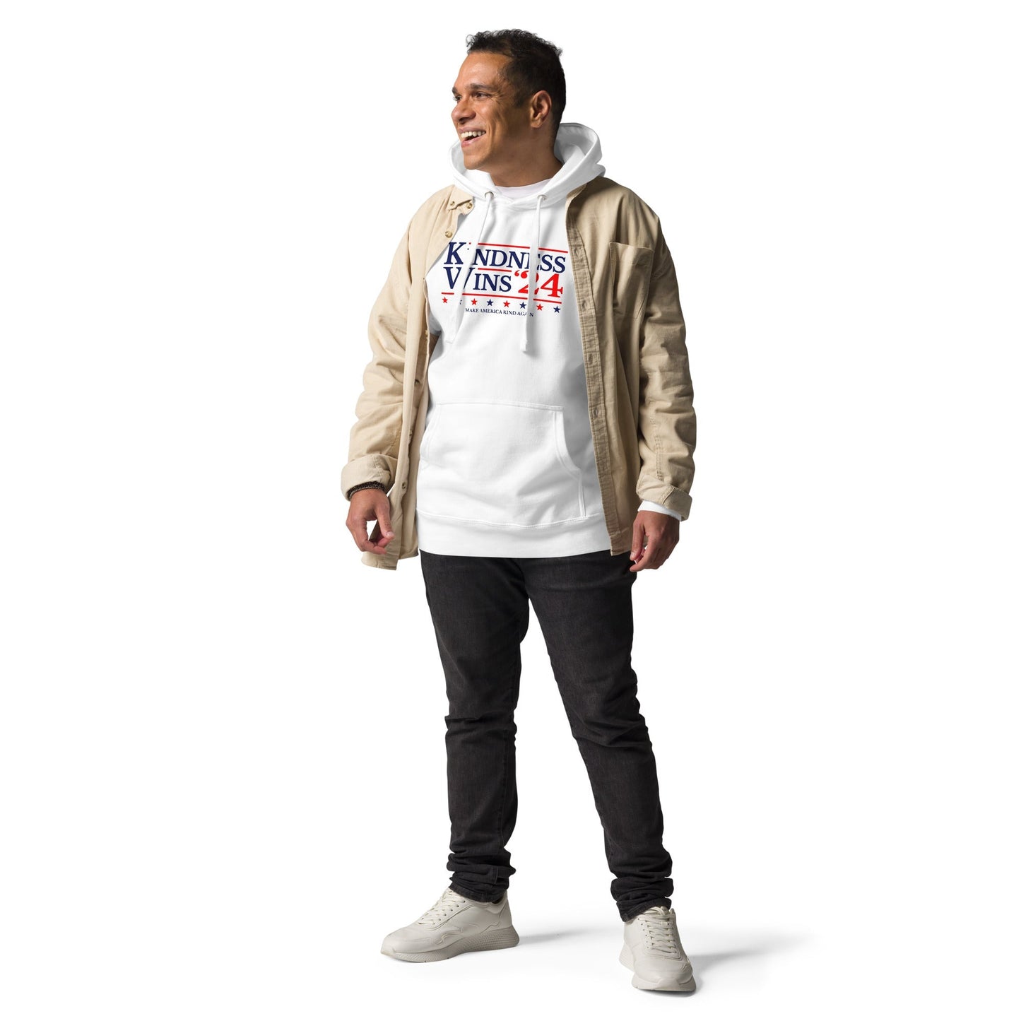 Kindness Wins - White/Baby Blue Unisex Hoodie Rave Day