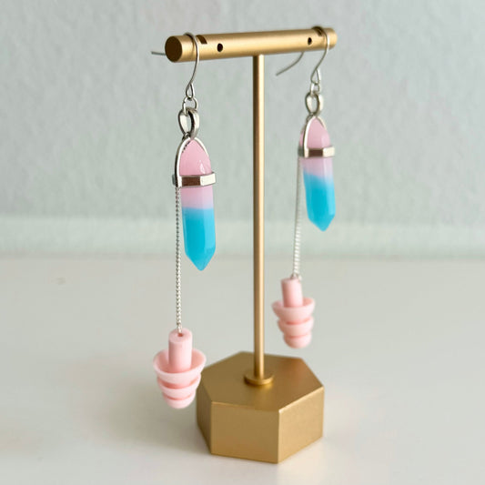 Pink Crystals Earrings Rave Day