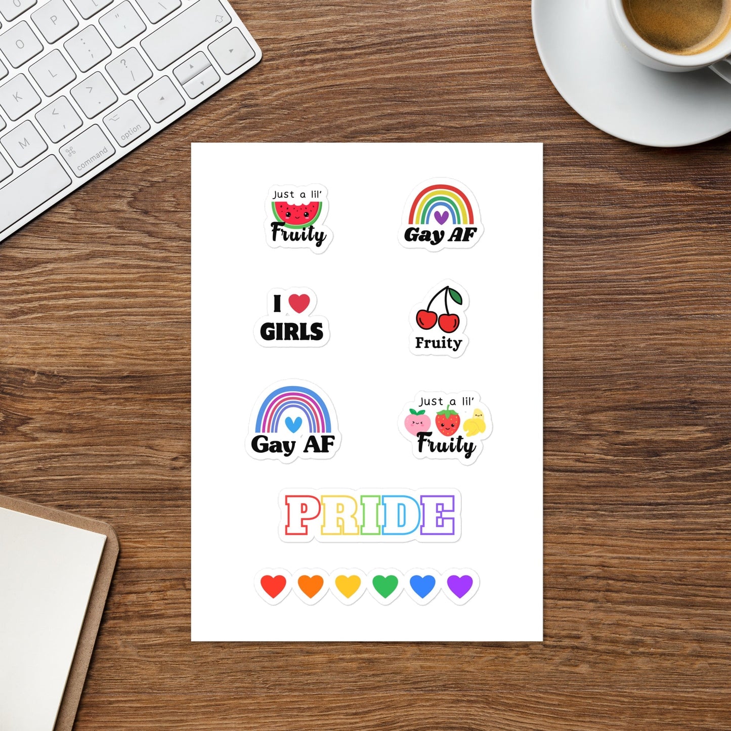 PRIDE Rainbow - Sticker Sheet (8 stickers) Rave Day