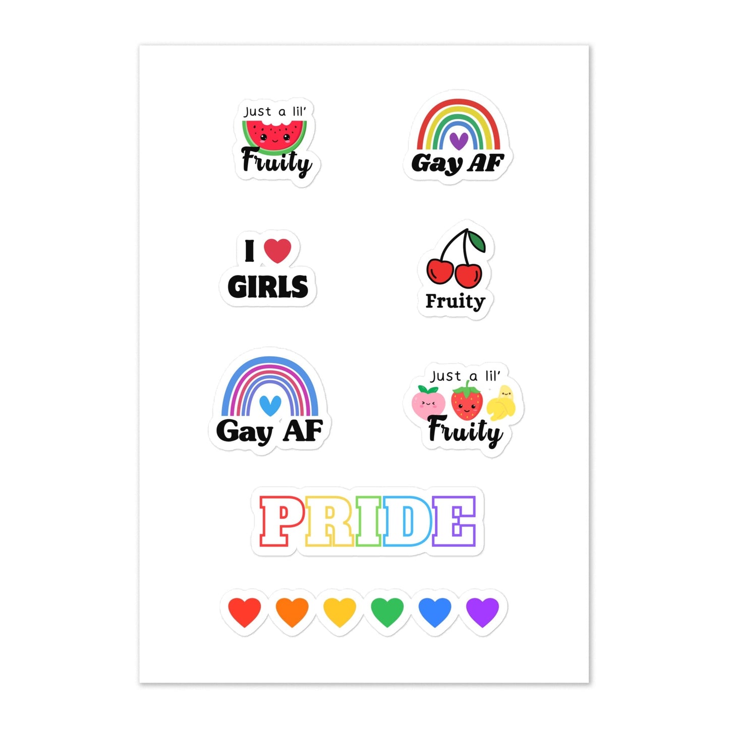 PRIDE Rainbow - Sticker Sheet (8 stickers) Rave Day